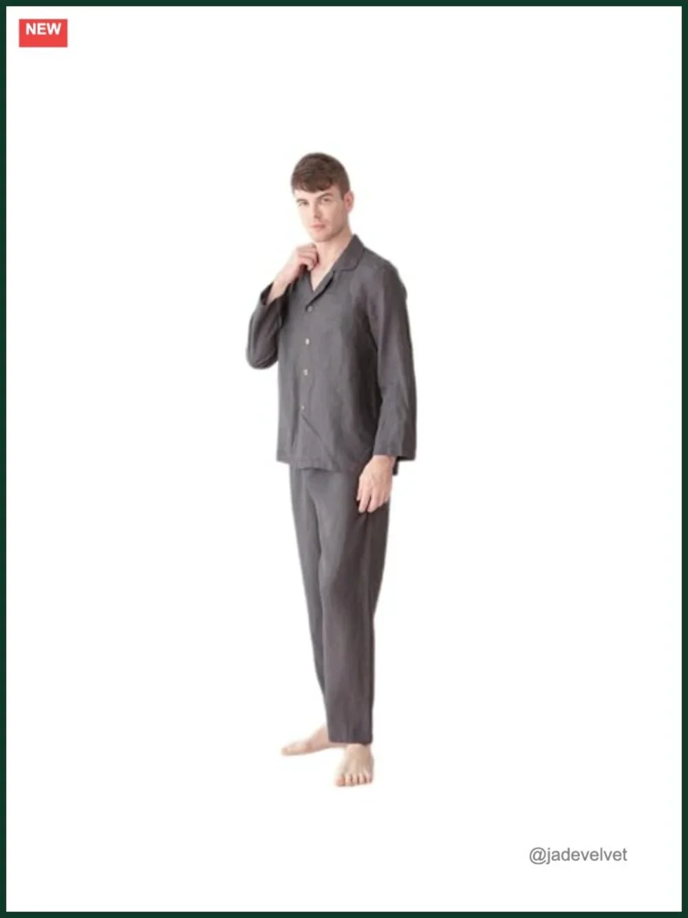 Men's Linen Pajama Set - 2 Piece Sleepwear Loungewear
